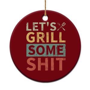 Funny BBQ Grilling Let's Grill Some Shit Ceramic Ornament Retro Vintage Barbecue Father's Day TS11 1pc Red Print Your Wear