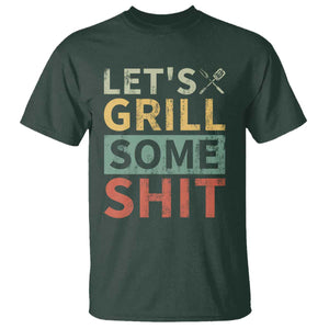 Funny BBQ Grilling Let's Grill Some Shit T Shirt Retro Vintage Barbecue Father's Day TS11 Dark Forest Green Print Your Wear