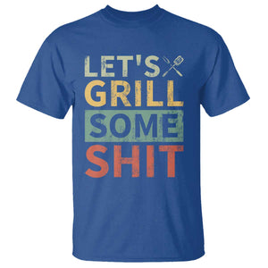 Funny BBQ Grilling Let's Grill Some Shit T Shirt Retro Vintage Barbecue Father's Day TS11 Royal Blue Print Your Wear