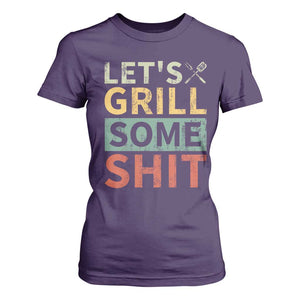 Funny BBQ Grilling Let's Grill Some Shit T Shirt For Women Retro Vintage Barbecue Father's Day TS11 Purple Print Your Wear