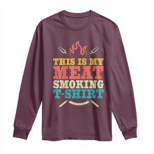 Funny Grilling BBQ Long Sleeve Shirt This Is My Meat Smoking Shirt Retro Fork Father's Day TS11 Maroon Print Your Wear