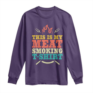 Funny Grilling BBQ Long Sleeve Shirt This Is My Meat Smoking Shirt Retro Fork Father's Day TS11 Purple Print Your Wear