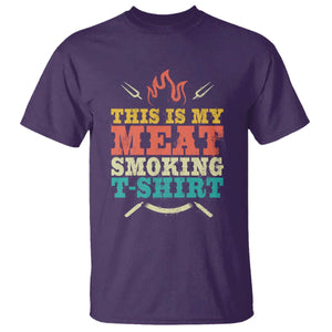 Funny Grilling BBQ T Shirt This Is My Meat Smoking Shirt Retro Fork Father's Day TS11 Purple Print Your Wear