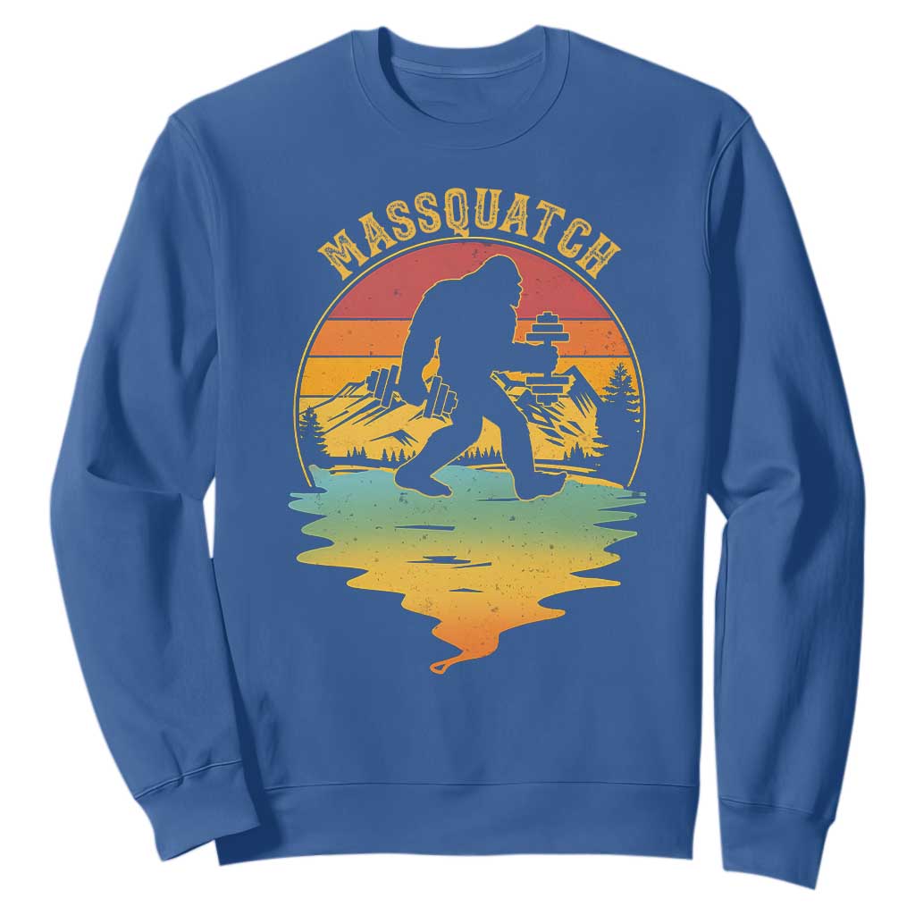 Funny Bigfoot Massquatch Sweatshirt Retro Workout Gym Weightlifter Sasquatch TS11 Royal Blue Print Your Wear