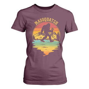 Funny Bigfoot Massquatch T Shirt For Women Retro Workout Gym Weightlifter Sasquatch TS11 Maroon Print Your Wear