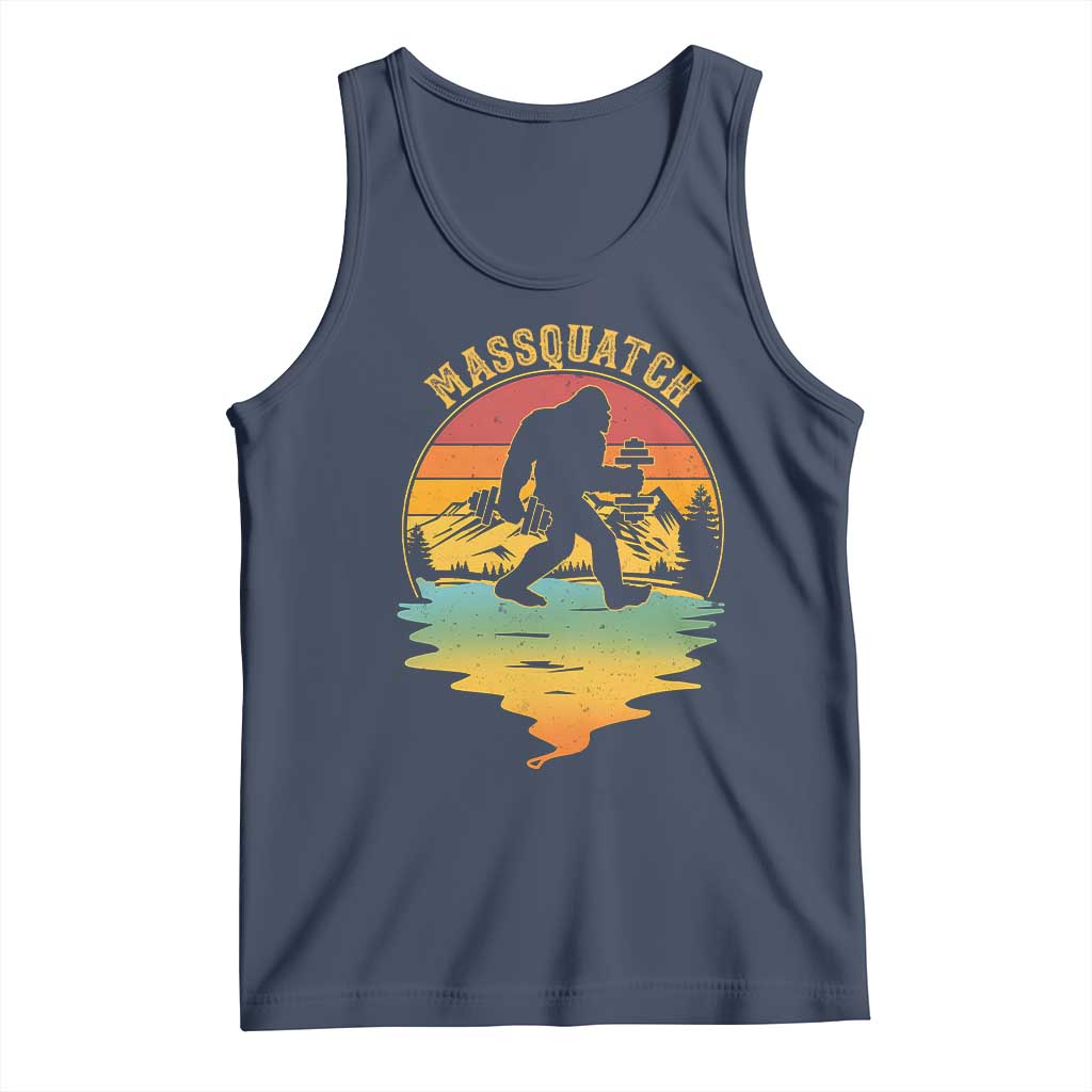 Funny Bigfoot Massquatch Tank Top Retro Workout Gym Weightlifter Sasquatch TS11 Navy Print Your Wear
