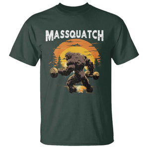 Funny Bigfoot Massquatch T Shirt Workout Gym Weightlifter Sasquatch TS11 Dark Forest Green Print Your Wear