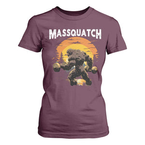 Funny Bigfoot Massquatch T Shirt For Women Workout Gym Weightlifter Sasquatch TS11 Maroon Print Your Wear