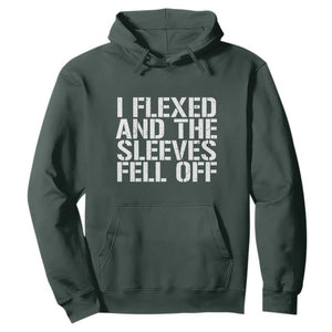 Funny I Flexed And The Sleeves Fell Of Hoodie Workout Gymer TS11 Dark Forest Green Print Your Wear