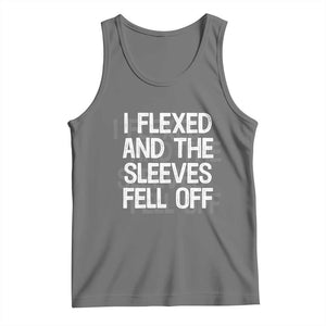 Funny I Flexed And The Sleeves Fell Of Tank Top Workout Gymer Shadow Text TS11 Black Heather Print Your Wear