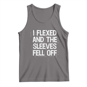 Funny I Flexed And The Sleeves Fell Of Tank Top Workout Gymer Shadow Text TS11 Deep Heather Print Your Wear