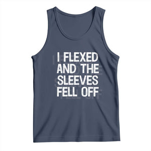 Funny I Flexed And The Sleeves Fell Of Tank Top Workout Gymer Shadow Text TS11 Navy Print Your Wear