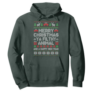 Funny Merry Christmas And A Happy New Year Hoodie Christmas Movie TS11 Dark Forest Green Print Your Wear