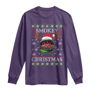 Funny Smokey Christmas Grilling Long Sleeve Shirt BBQ Meat Father's Day TS11 Purple Print Your Wear