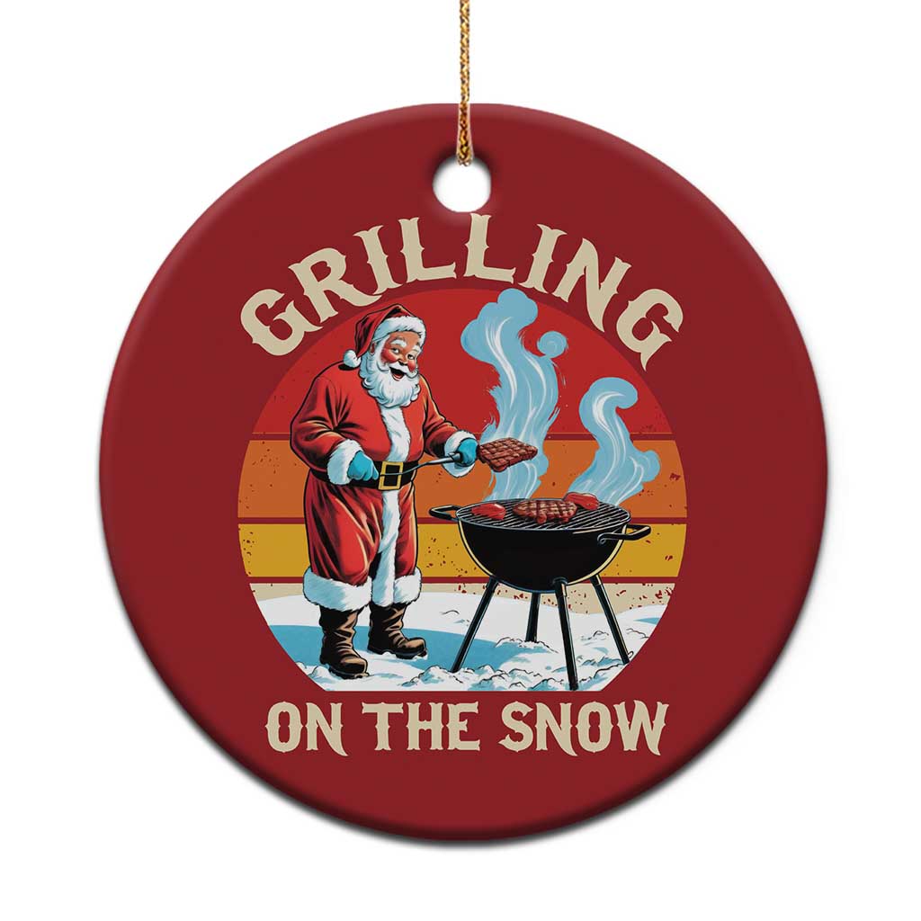 Funny Xmas Grilling Santa Christmas Ornament Grilling On The Snow TS11 Print Your Wear