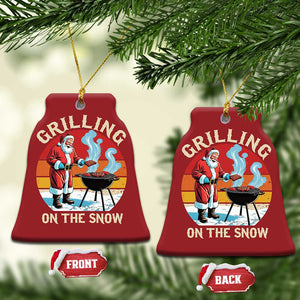 Funny Xmas Grilling Santa Christmas Ornament Grilling On The Snow TS11 Bell Flake Red Print Your Wear