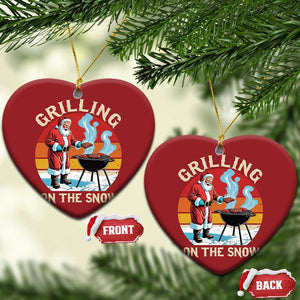 Funny Xmas Grilling Santa Christmas Ornament Grilling On The Snow TS11 Heart Red Print Your Wear