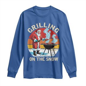 Funny Christmas Grilling Santa Long Sleeve Shirt Grilling On The Snow TS11 Royal Blue Print Your Wear