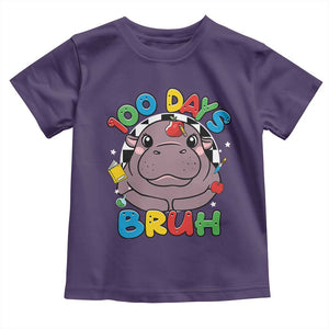 Funny Moo Deng 100 Days Bruh Toddler T Shirt Happy 100 Days Of School TS11 Purple Print Your Wear