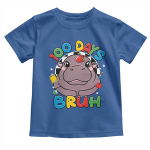 Funny Moo Deng 100 Days Bruh Toddler T Shirt Happy 100 Days Of School TS11 Royal Blue Print Your Wear