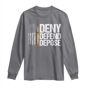 Deny Defend Depose Long Sleeve Shirt Bullet Vintage American Flag TS11 Charcoal Print Your Wear