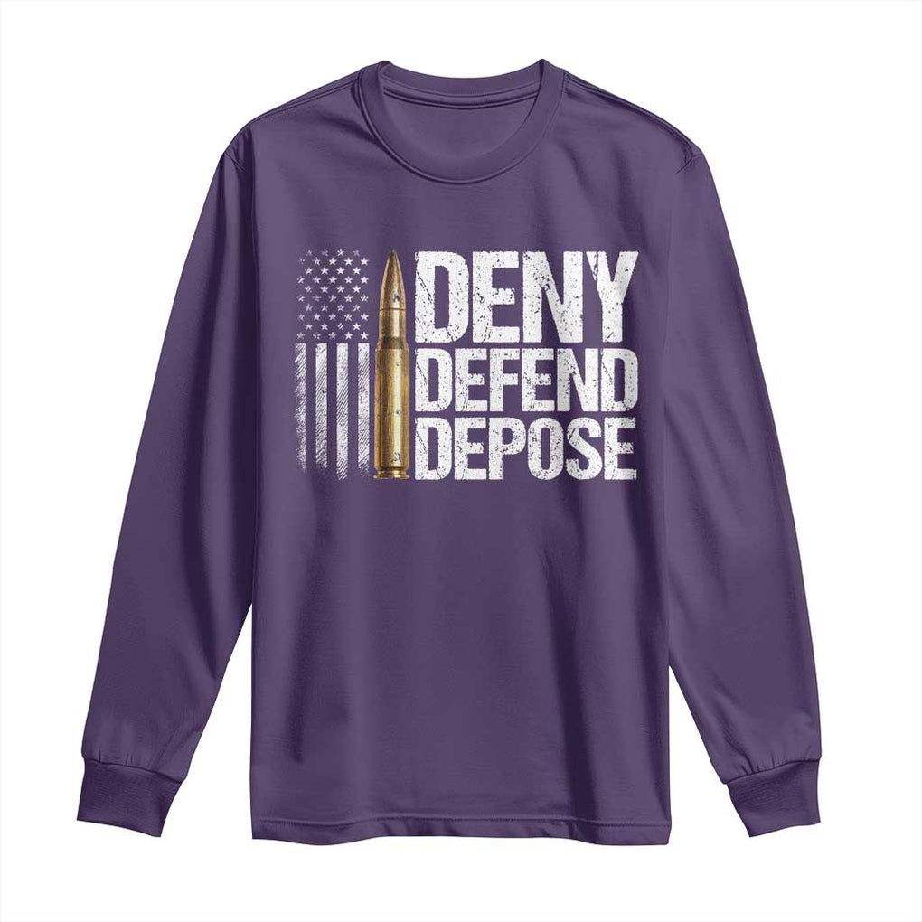 Deny Defend Depose Long Sleeve Shirt Bullet Vintage American Flag TS11 Purple Print Your Wear