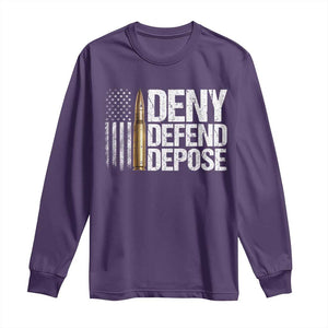 Deny Defend Depose Long Sleeve Shirt Bullet Vintage American Flag TS11 Purple Print Your Wear