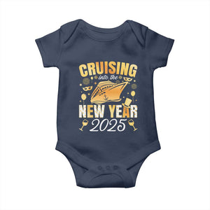 Family New Year's Trip 2025 Baby Onesie Cruising Into The New Year 2025 TS11 Navy Print Your Wear