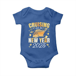 Family New Year's Trip 2025 Baby Onesie Cruising Into The New Year 2025 TS11 Royal Blue Print Your Wear