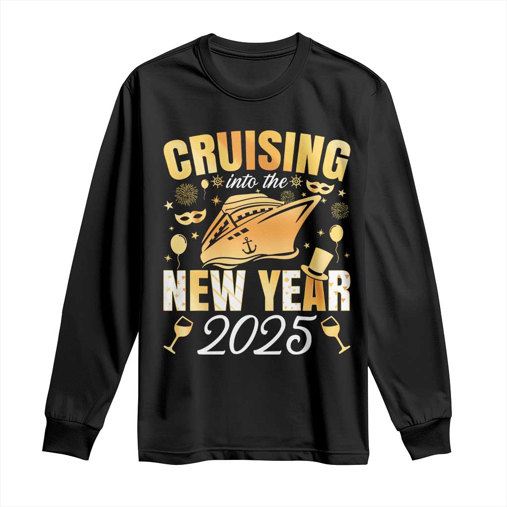 Family New Year's Trip 2025 Long Sleeve Shirt Cruising Into The New Year 2025 TS11 Black Print Your Wear