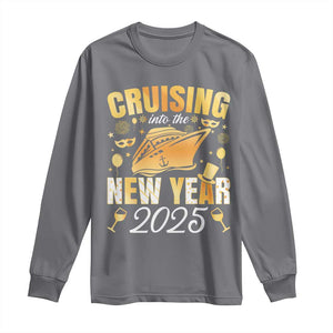 Family New Year's Trip 2025 Long Sleeve Shirt Cruising Into The New Year 2025 TS11 Charcoal Print Your Wear