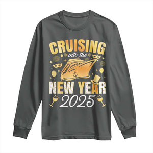 Family New Year's Trip 2025 Long Sleeve Shirt Cruising Into The New Year 2025 TS11 Dark Heather Print Your Wear