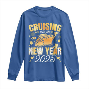 Family New Year's Trip 2025 Long Sleeve Shirt Cruising Into The New Year 2025 TS11 Royal Blue Print Your Wear