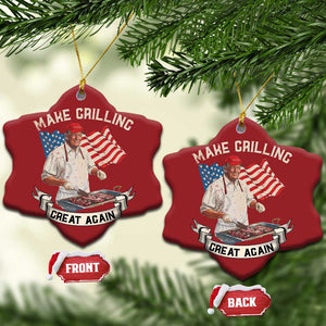 Funny Trump Make Grilling Great Again Christmas Ornament Trump BBQ Grill Vintage American Flag TS11 Snow Flake Red Print Your Wear