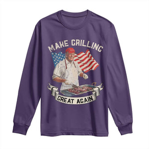 Funny Trump Make Grilling Great Again Long Sleeve Shirt Trump BBQ Grill Vintage American Flag TS11 Purple Print Your Wear