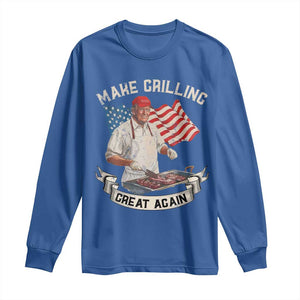 Funny Trump Make Grilling Great Again Long Sleeve Shirt Trump BBQ Grill Vintage American Flag TS11 Royal Blue Print Your Wear