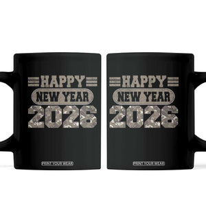 Camo Happy New Year Party 2026 Coffee Mug Camouflage NYE Party TS11 Black Print Your Wear