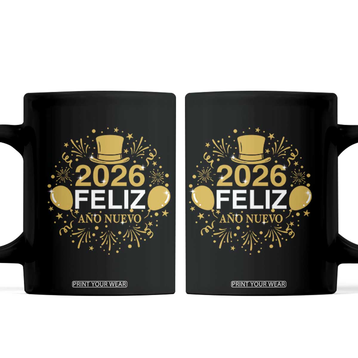 Spanish Mexican New Year 2026 Coffee Mug Feliz Ano Nuevo NYE Party TS11 Black Print Your Wear