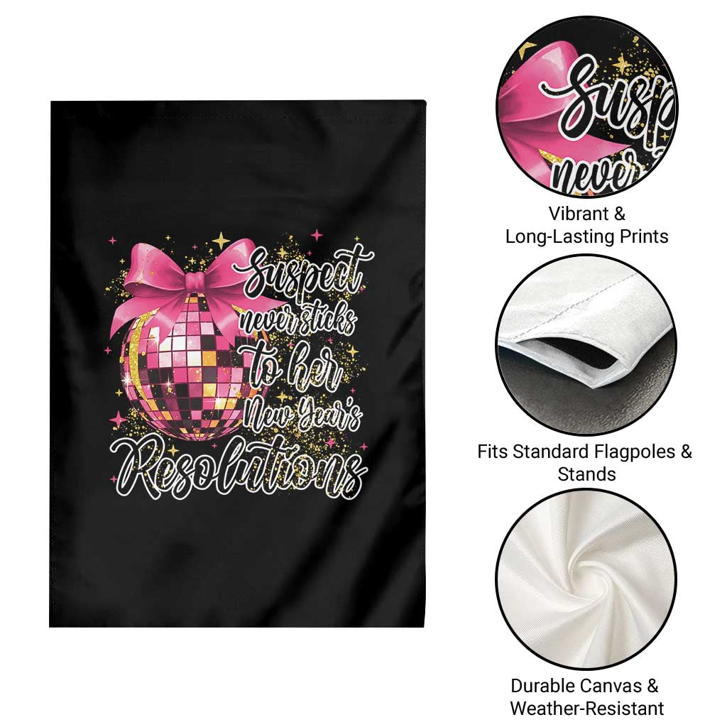Funny Suspect Never Sticks To Her New Years Resolutions Garden Flag Coquette Disco Ball TS11 Print Your Wear