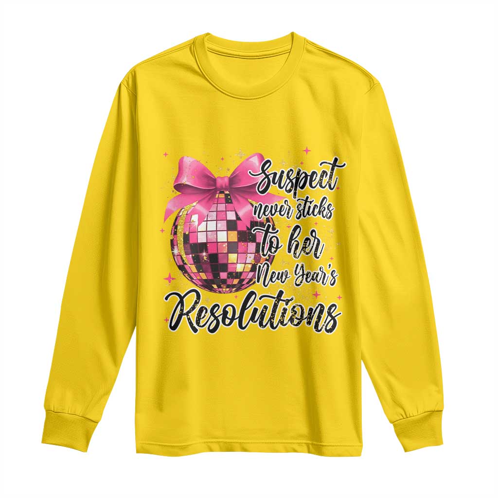 Funny Suspect Never Sticks To Her New Years Resolutions Long Sleeve Shirt Coquette Disco Ball TS11 Daisy Print Your Wear