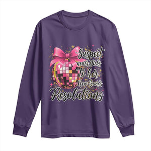 Funny Suspect Never Sticks To Her New Years Resolutions Long Sleeve Shirt Coquette Disco Ball TS11 Purple Print Your Wear