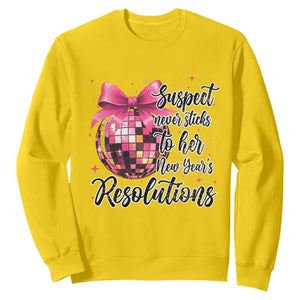Funny Suspect Never Sticks To Her New Years Resolutions Sweatshirt Coquette Disco Ball TS11 Daisy Print Your Wear