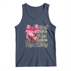 Funny Suspect Never Sticks To Her New Years Resolutions Tank Top Coquette Disco Ball TS11 Navy Print Your Wear