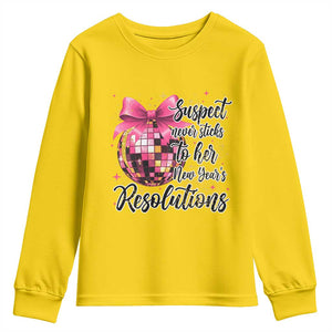 Funny Suspect Never Sticks To Her New Years Resolutions Youth Sweatshirt Coquette Disco Ball TS11 Daisy Print Your Wear
