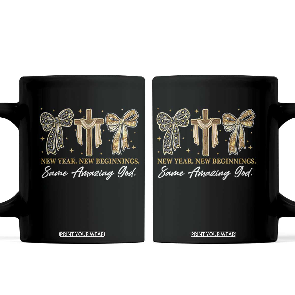 New Year New Beginnings Same Amazing God Coffee Mug Christian New Years Eve TS11 Black Print Your Wear