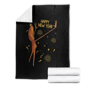 Funny Marcus The Worm New Year Throw Blanket Happy New Year NYE Party Firework TS11 Black Print Your Wear