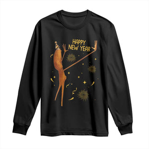 Funny Marcus The Worm New Year Long Sleeve Shirt Happy New Year NYE Party Firework TS11 Black Print Your Wear