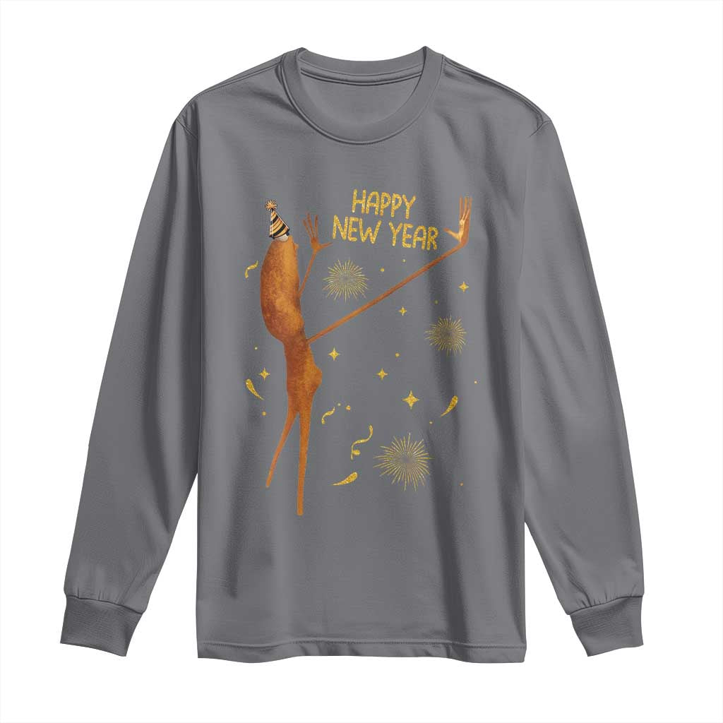 Funny Marcus The Worm New Year Long Sleeve Shirt Happy New Year NYE Party Firework TS11 Charcoal Print Your Wear