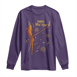 Funny Marcus The Worm New Year Long Sleeve Shirt Happy New Year NYE Party Firework TS11 Purple Print Your Wear