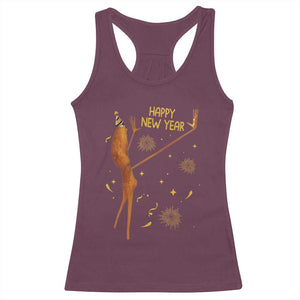 Funny Marcus The Worm New Year Racerback Tank Top Happy New Year NYE Party Firework TS11 Maroon Print Your Wear